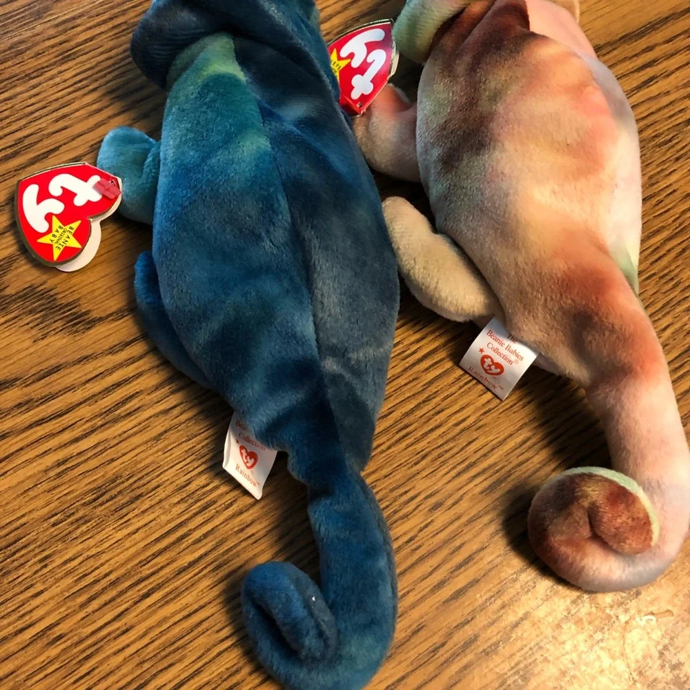 Two Rainbow Ty Beanie Babies